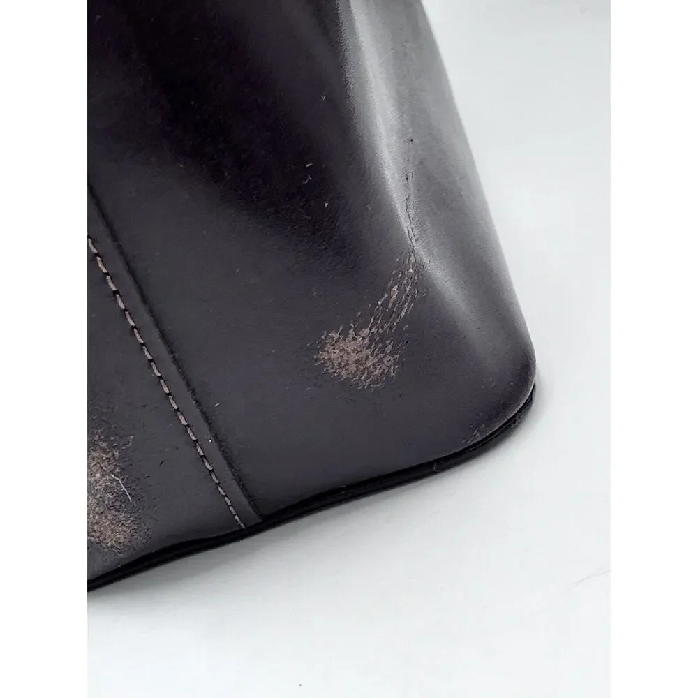 Longchamp Vintage Women's Brown‎ Leather Purple Lining Top Handle Shoulder Bag